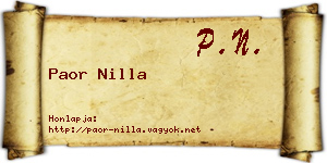 Paor Nilla névjegykártya